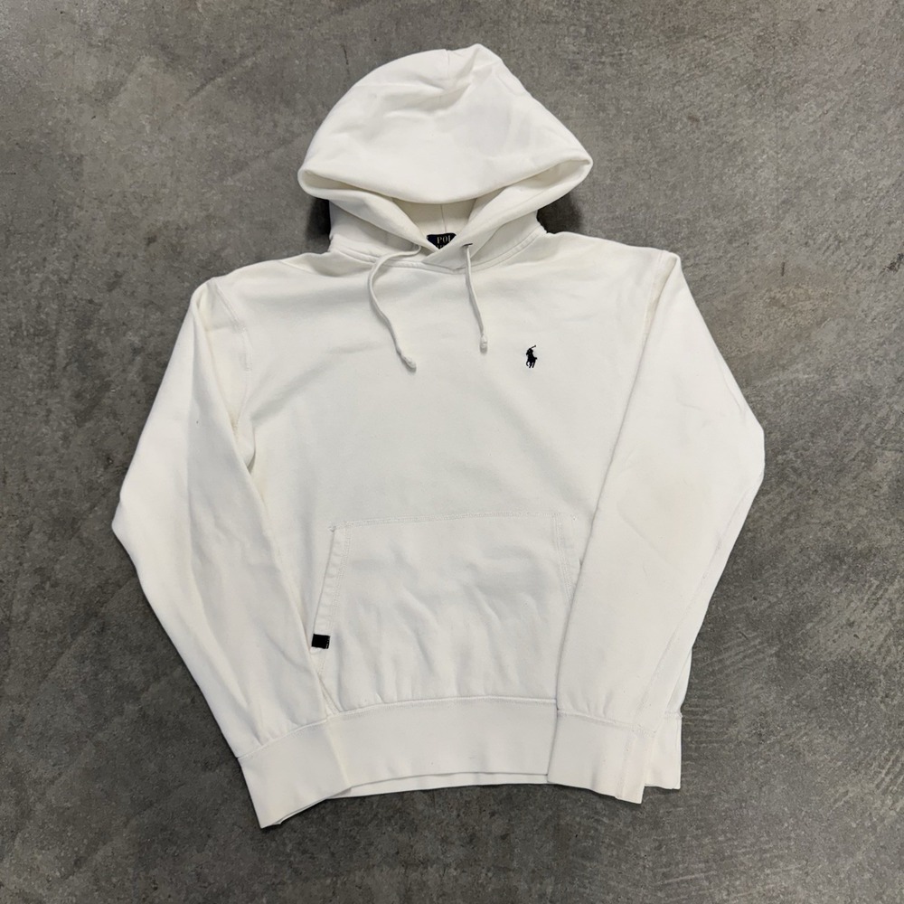 Polo Ralph Lauren White Hoodie Pullover Sweatshirt Boxy Preppy Medium